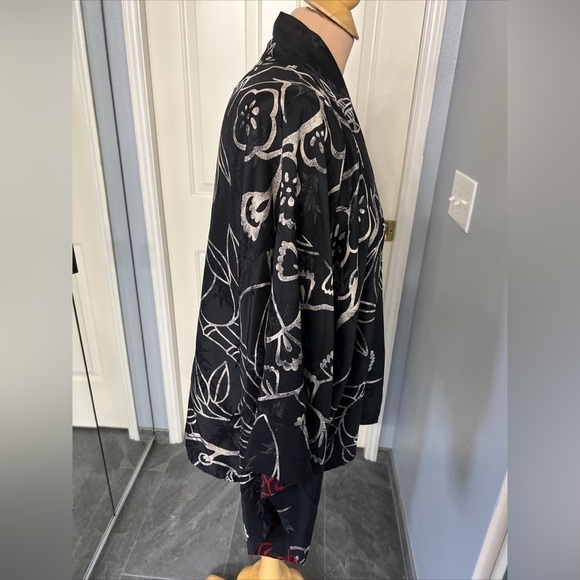 Chico’s Design Silk Asian Inspired Bamboo Print Kimonoo Cardigan - Picture 3 of 9